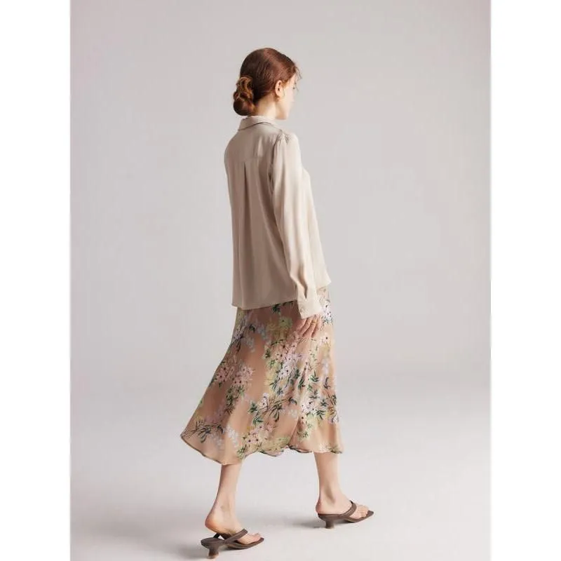 Chiffon Floral A-Line Skirt for Women